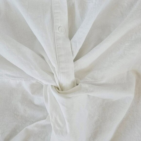 NEW French Connection Women's Blouse Size Medium White Aofie Linen Blend Twist - Picture 5 of 16